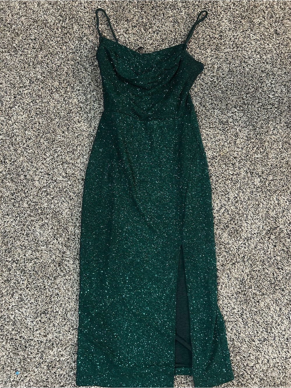 Windsor Emerald Green Glitter Cowl Neck Maxi Dress